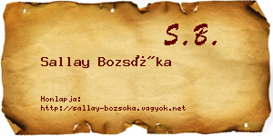 Sallay Bozsóka névjegykártya